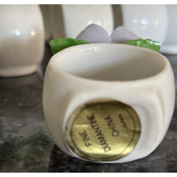 Set Of 8 Diamantine China Floral Napkin Rings Pink Roses & Yellow Daffodils - Picture 8 of 16